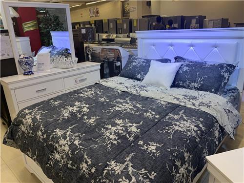 Solaris White 3PC Queen Set - Bedframe, Dresser, Mirror
