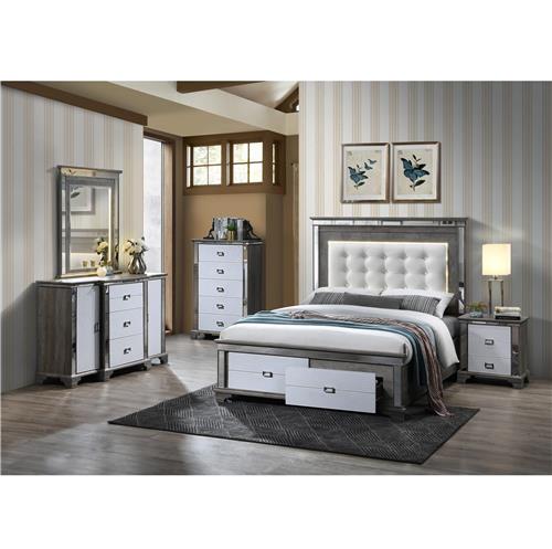 Allura Pearl 3PC King Set - Bedframe, Dresser, Mirror