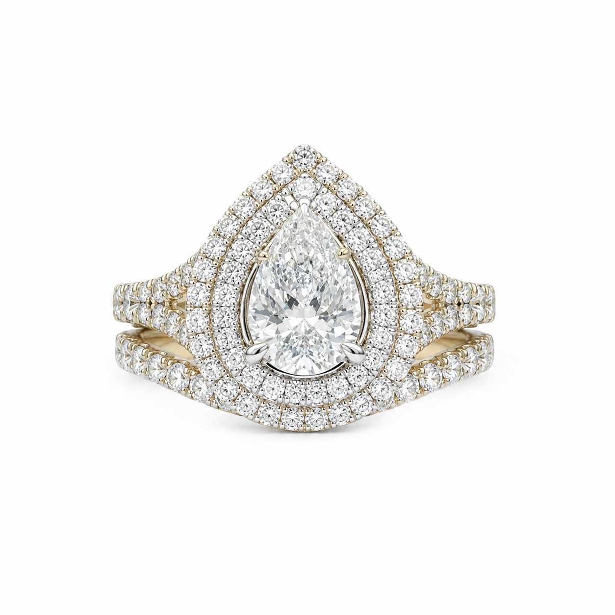 Gold and Diamond Teardrop Ring Set