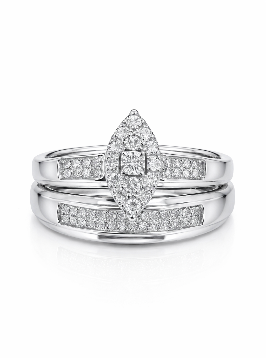 White Gold and Diamond Marquise Ring Set