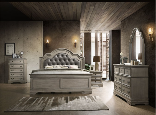 Platinum Elegance Bedframe, Dresser, Mirror - Queen Size