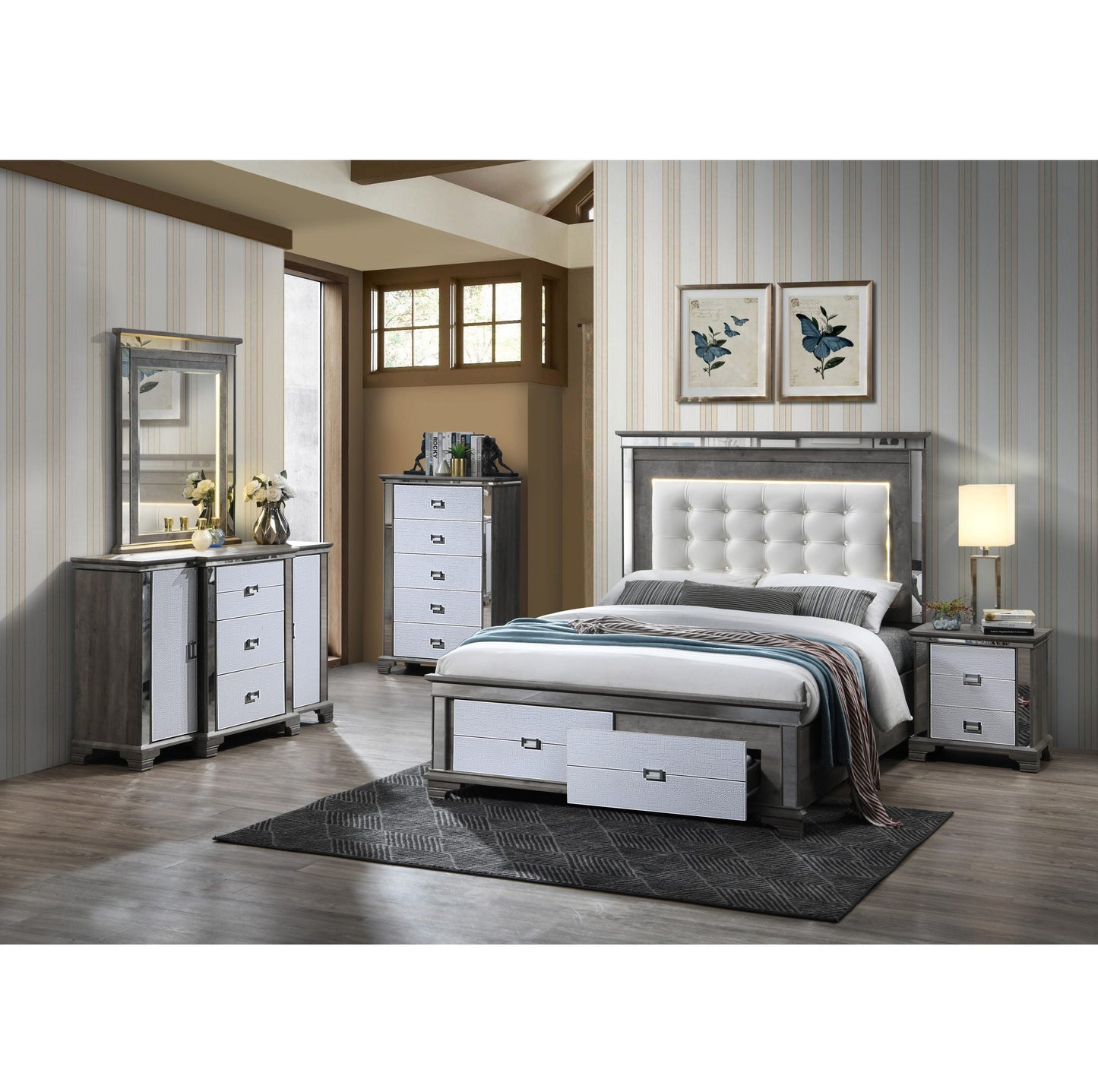 Allura Pearl 5 PC Collection | FREE Nightstand