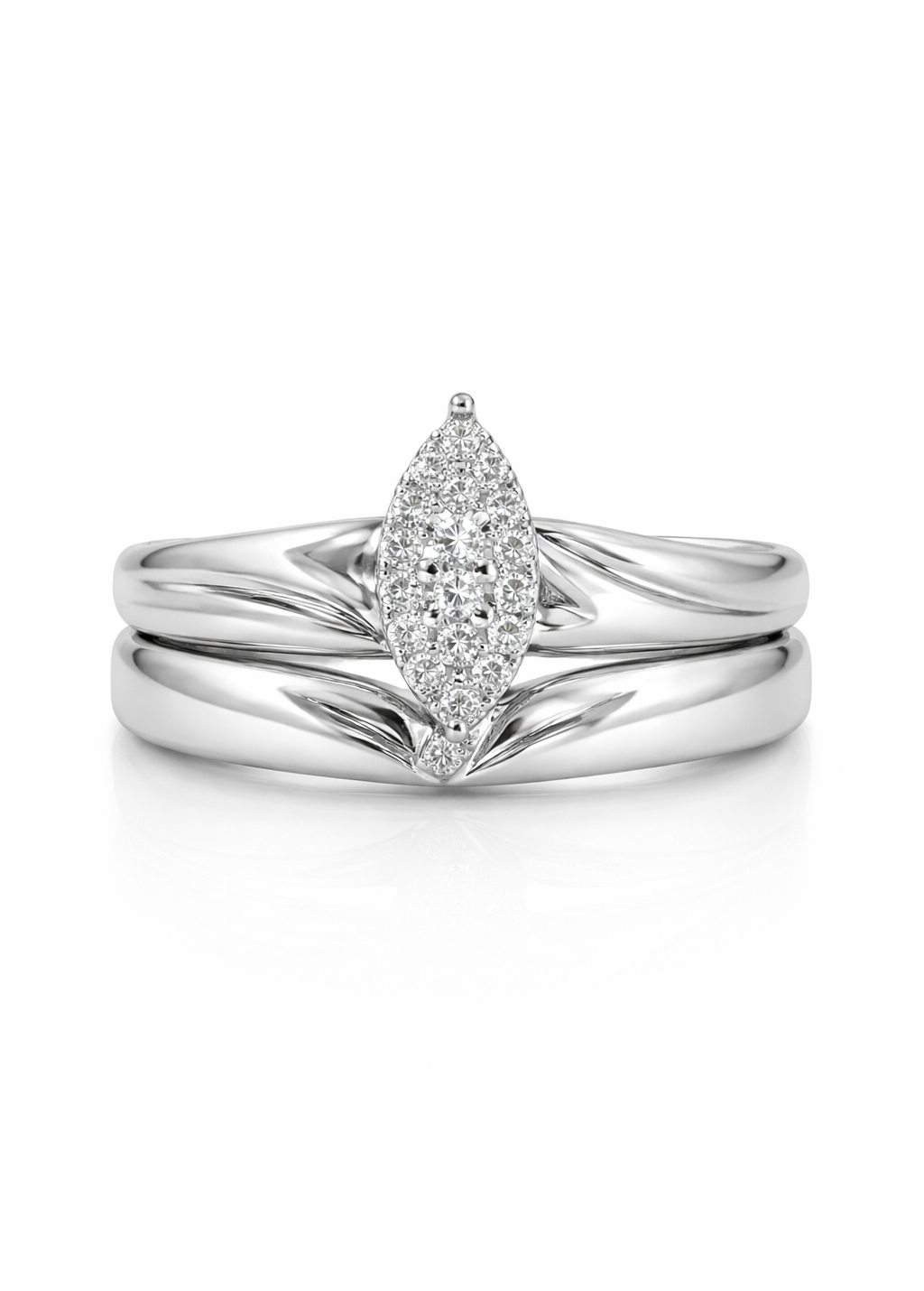 White Gold and Diamond Marquise Ring Set