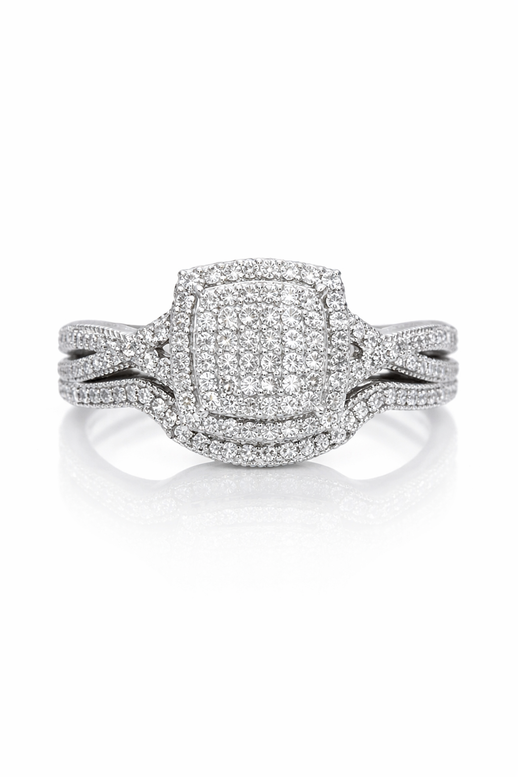 Gold and Diamond Square Ring Set