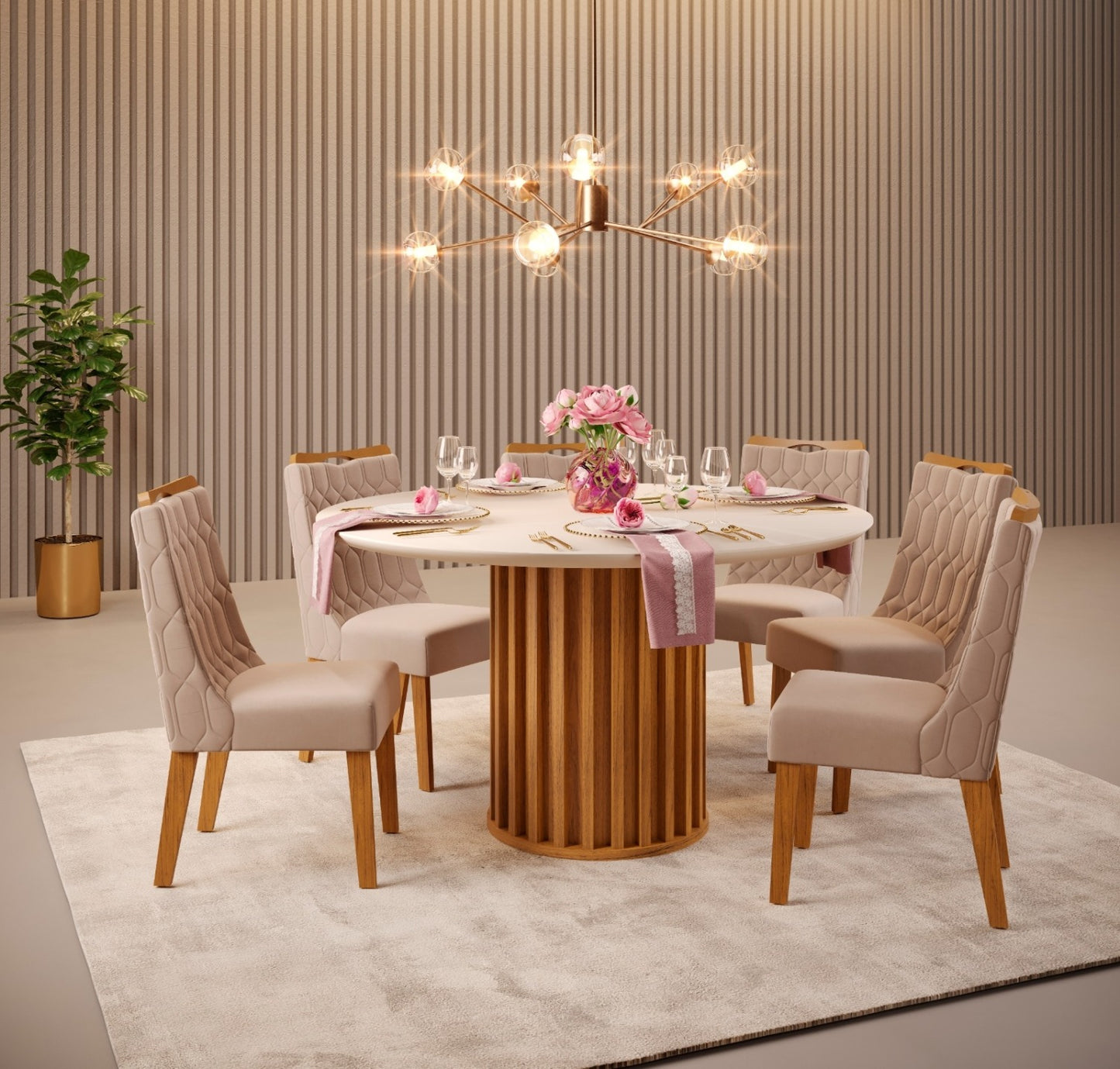Grand Viena Off White Dining Table + 4 Jade Chairs