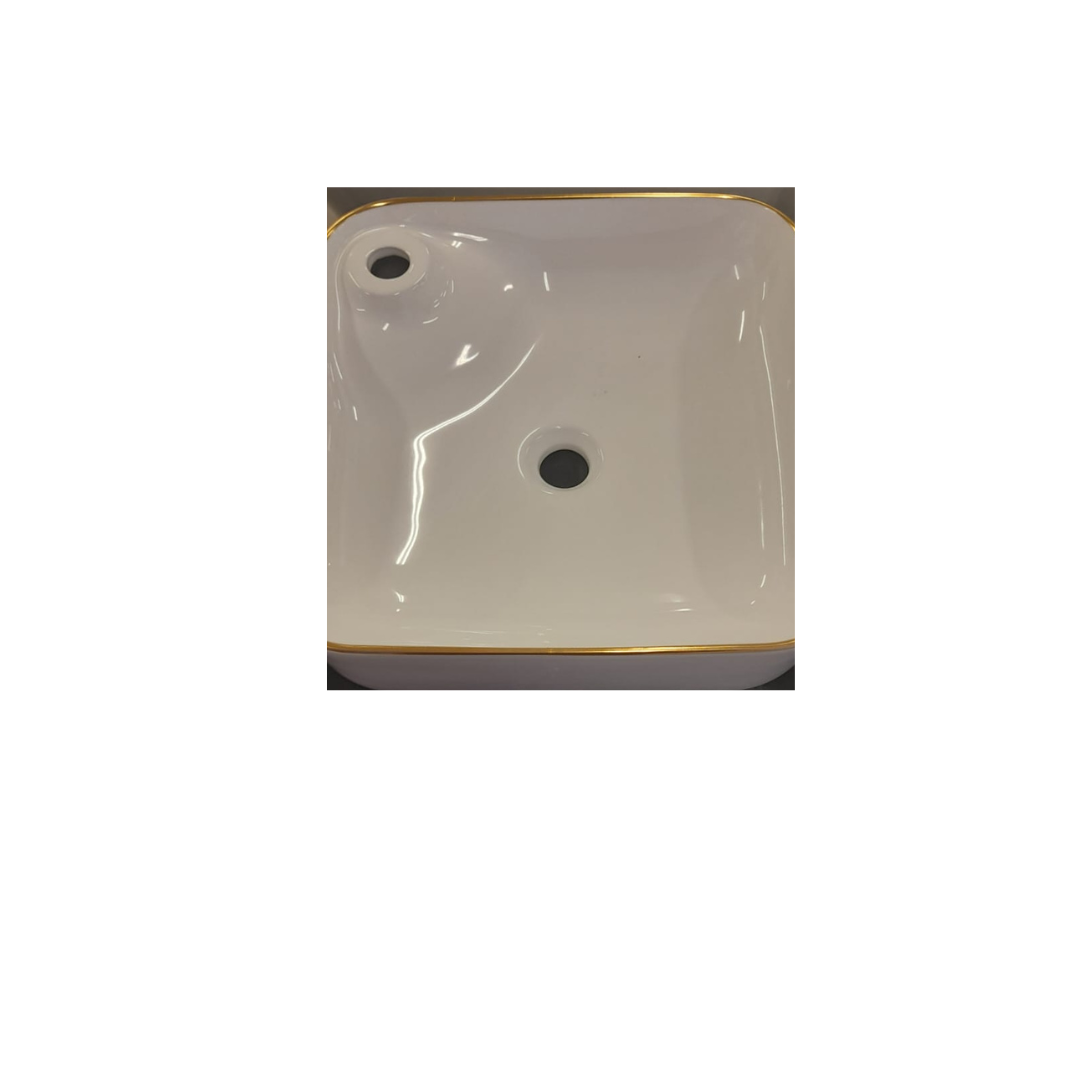 M-2369 Art Basin White with Gold Rim