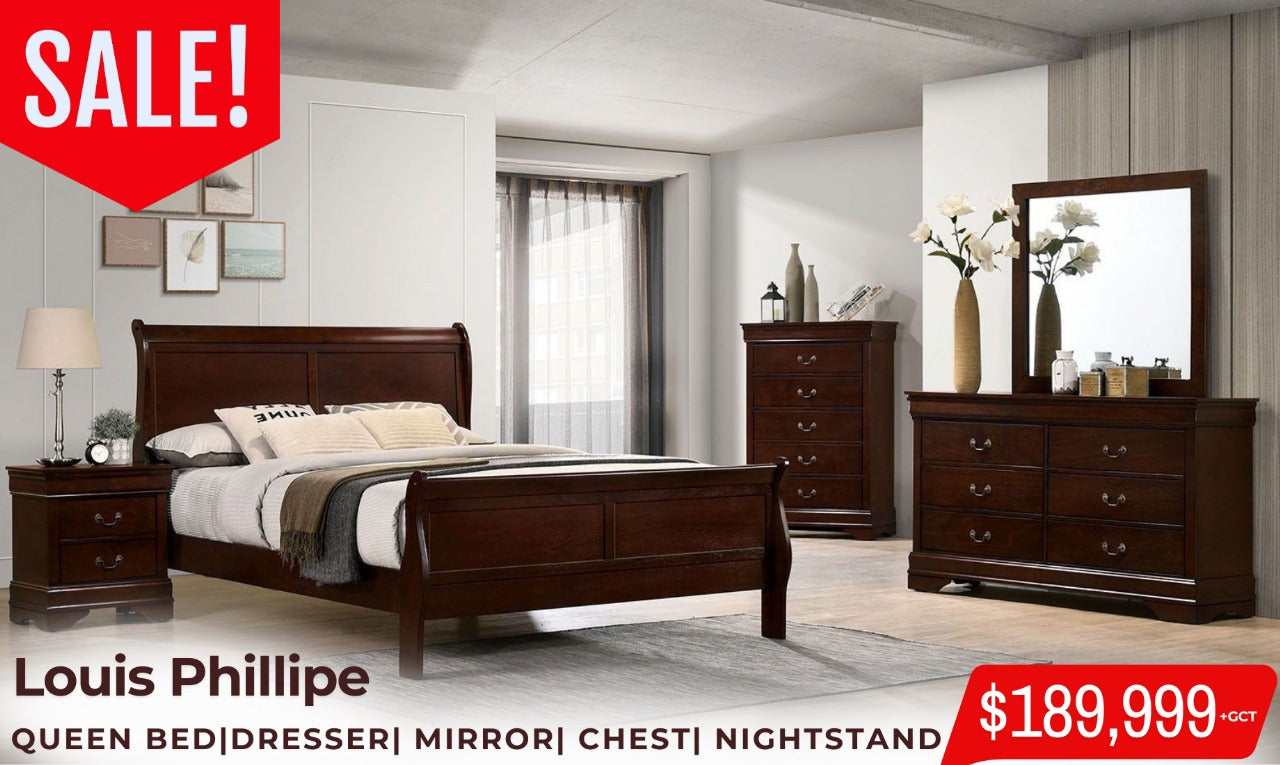 Louis Philippe Cherry 5PC Queen Collection - Free Night Stand