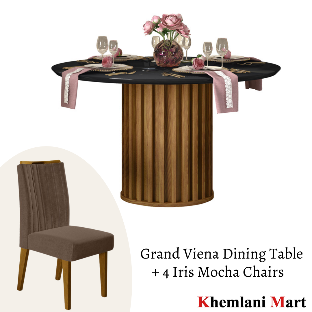 Grand Viena Black 4-Seater Dining Set
