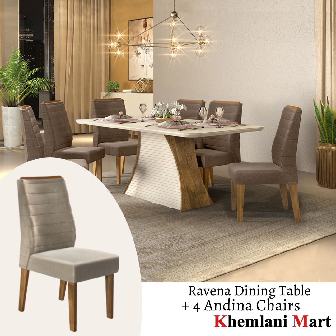 Ravena White 4-Seater Dining Table