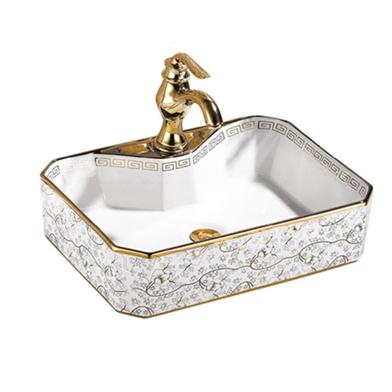 M-2443AJ Art Basin - White & Gold
