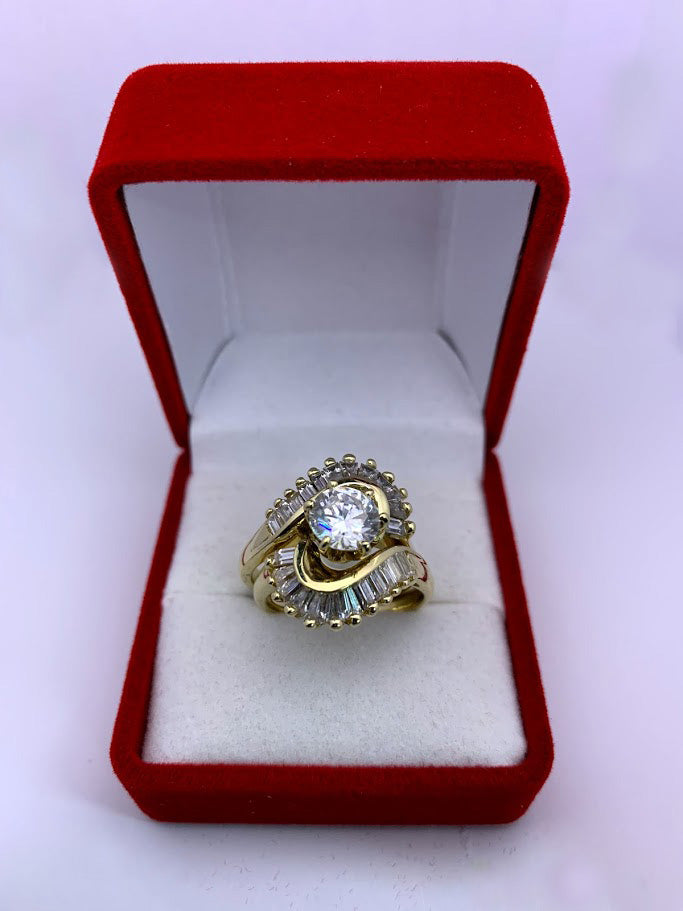 Bridal Set Cubic Zirconia 10K Yellow Gold