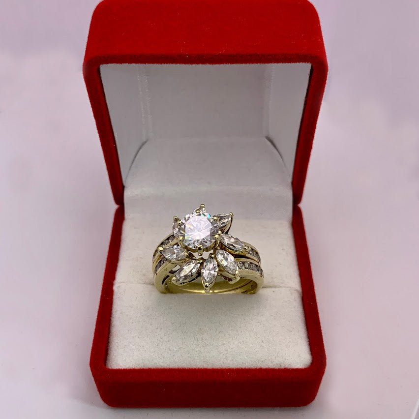 Bridal Set Cubic Zirconia 10K Yellow Gold