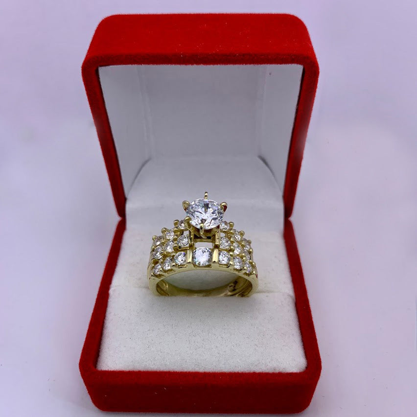 Bridal Set Cubic Zirconia 14K Yellow Gold