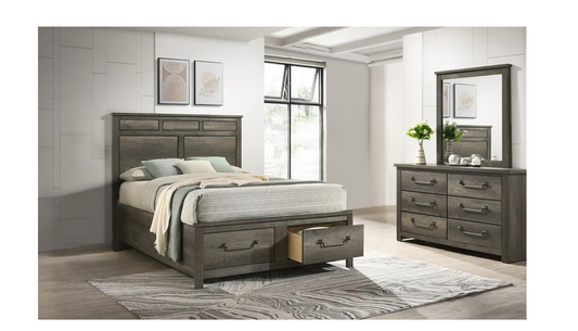 Sierra Grey 3PC Queen Set - Bedframe, Dresser, Mirror