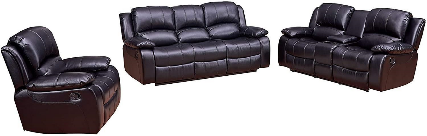 Boston 3 Piece Sofa Set / Black