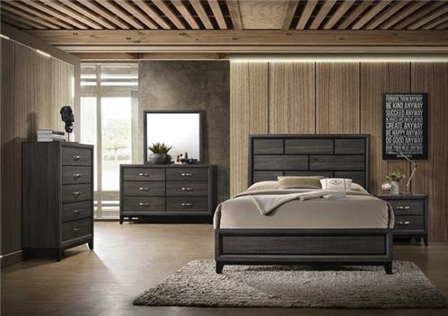 Mystic Grey 3PC Queen Set - Bedframe, Dresser, Mirror