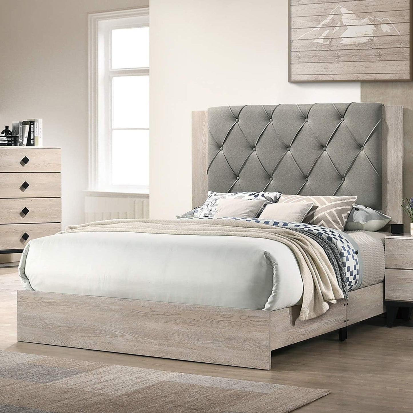 Avalon Beige 3 Piece Set | Bed, Dresser, Mirror