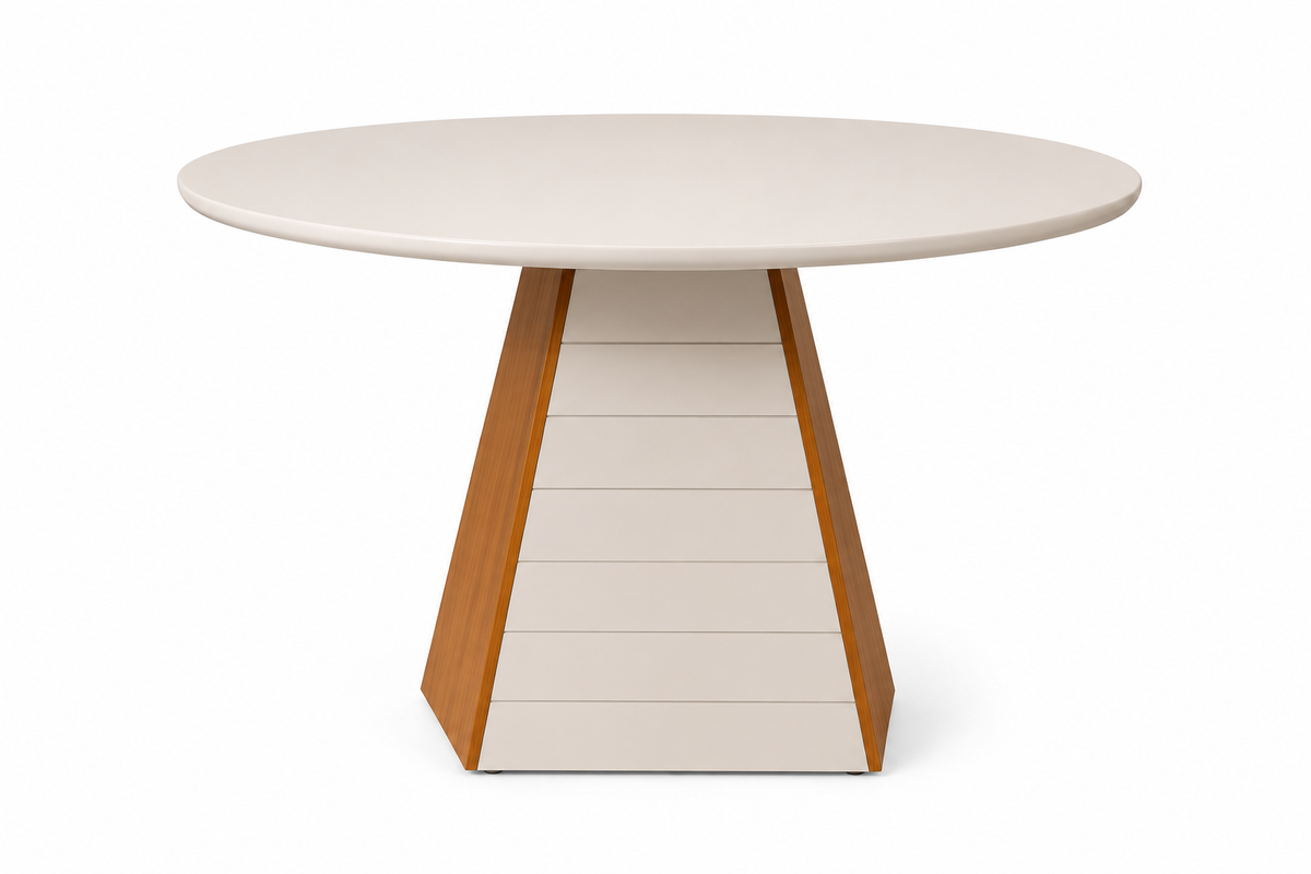 Fleur-De-Lis White Round Dining Table + 4 Lia Chairs