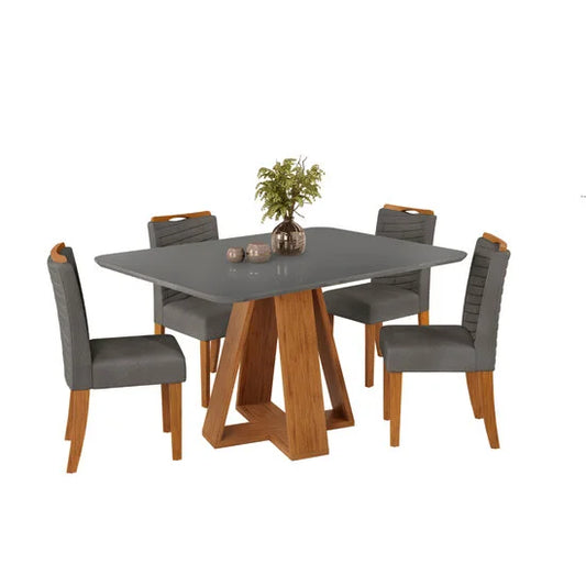 Grand Celestial Grey Dining Table + 4 Lia Chairs