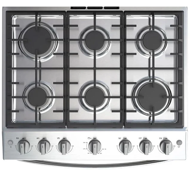 Whirlpool 30"6-Burner Gas Stove - Stainless Steel