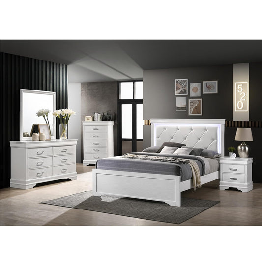 Solaris White 3PC Set | Bed, Dresser, Mirror