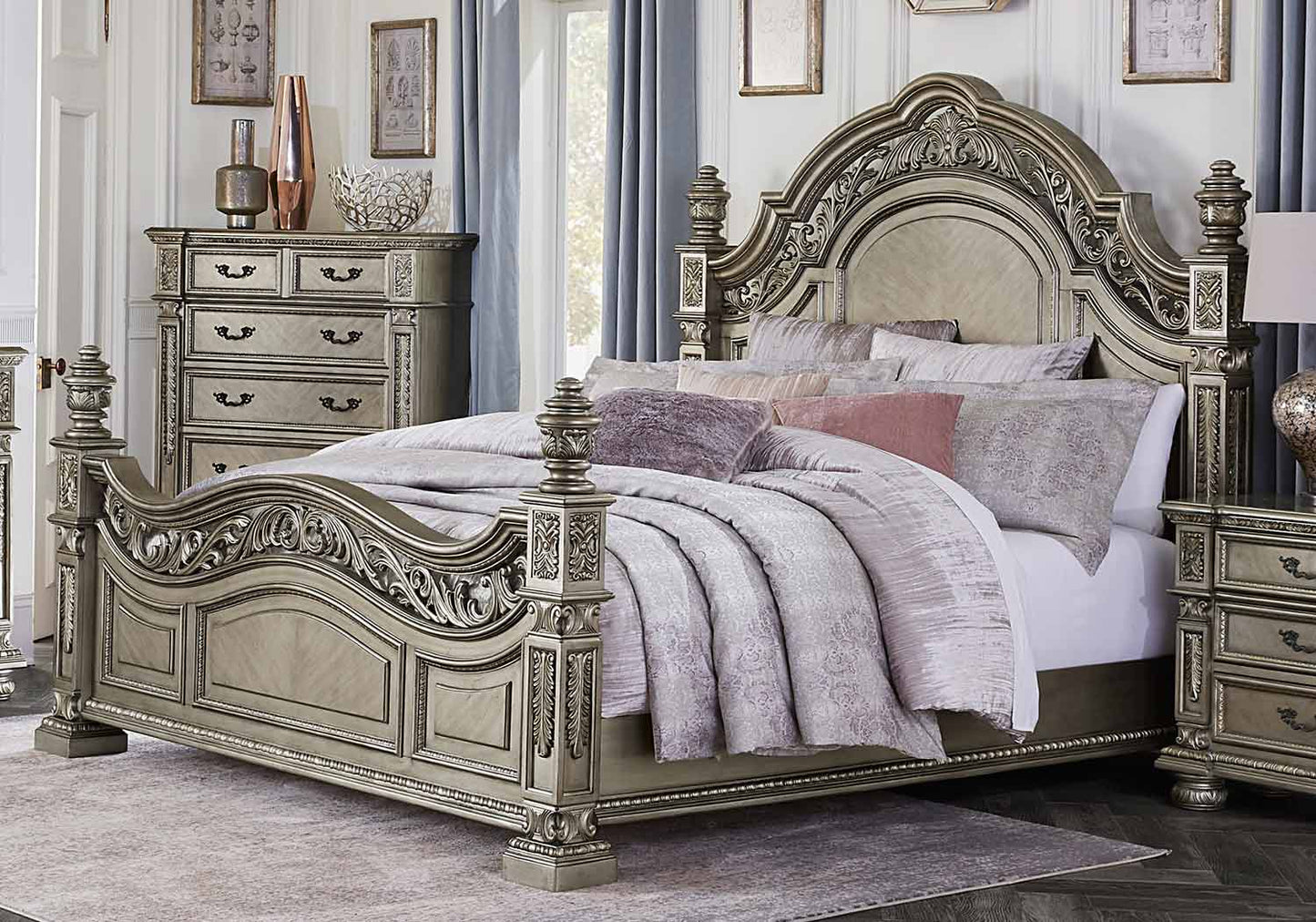 Sovereign Platinum 3PC Set | Bed, Dresser, Mirror