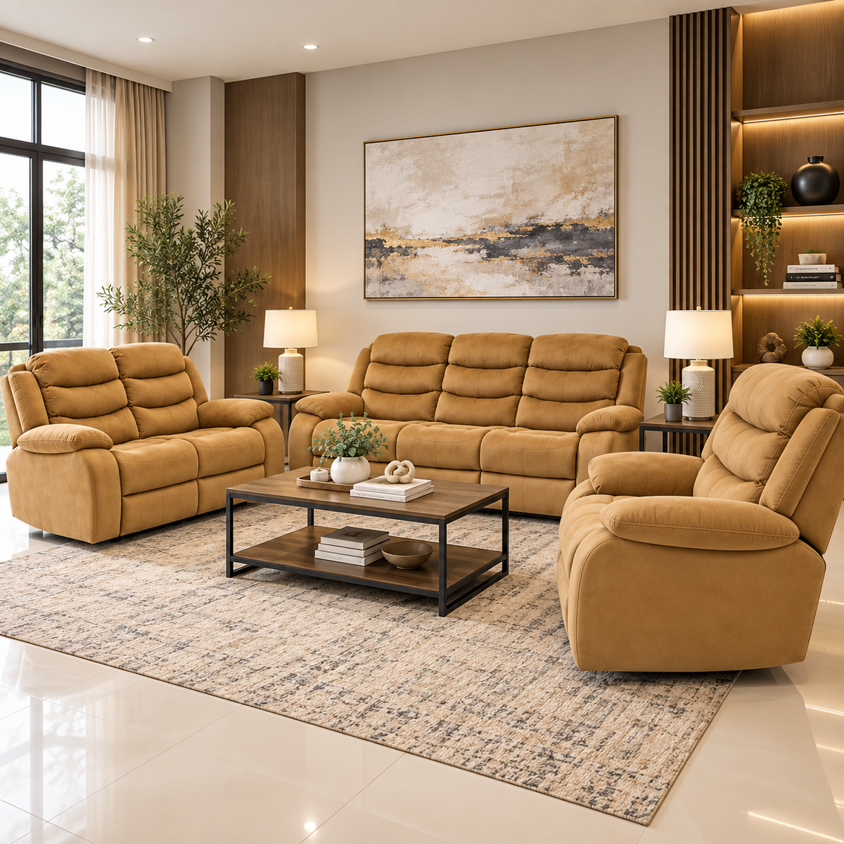 St Regis 3 Piece Sofa Set - Brown