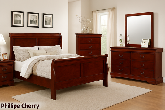 Louis Philippe Cherry 5PC Queen Collection - Free Night Stand