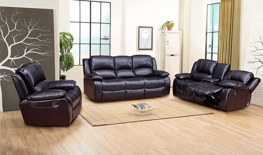 Boston 3 Piece Sofa Set / Black