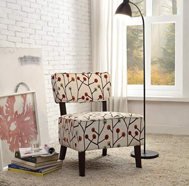 Armless Accent Chair - Multi Colour Poppies