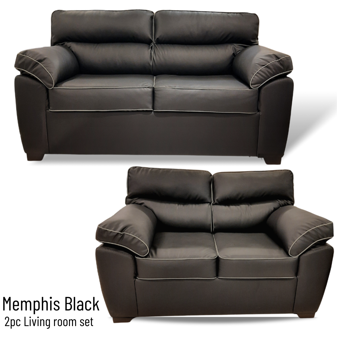 Memphis Black 2pc Living Room Set