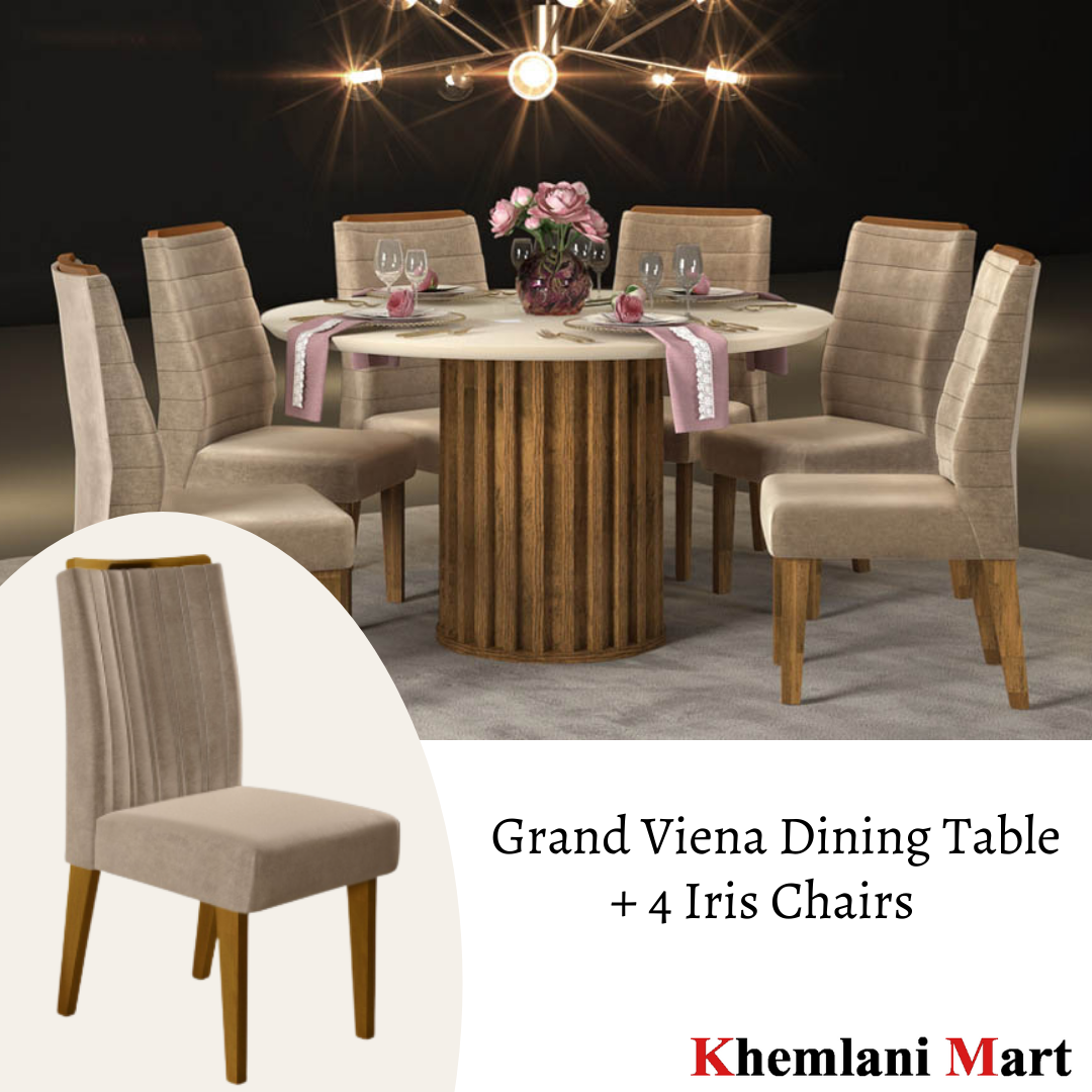 Grand Viena White 4-Seater Dining Set
