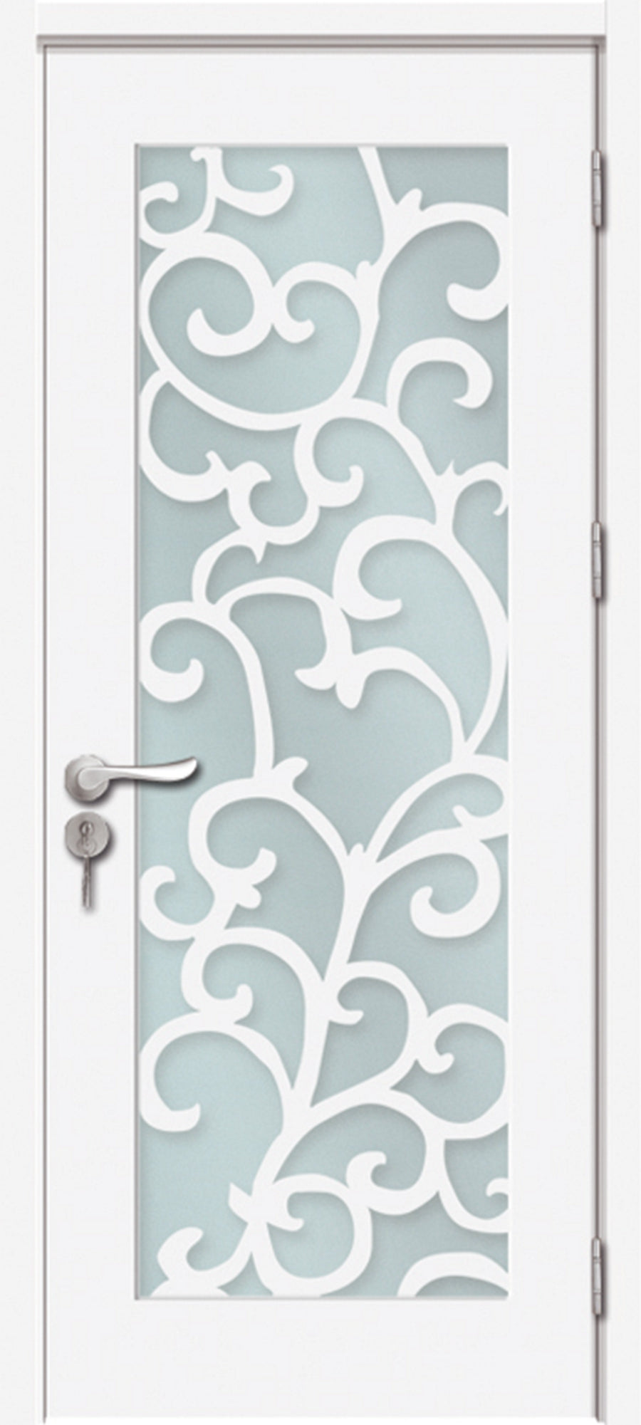KS-705 With Frosted Glass- Solid Core Door- Pure White