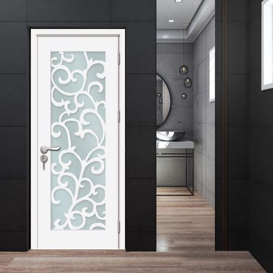 KS-705 With Frosted Glass- Solid Core Door- Pure White