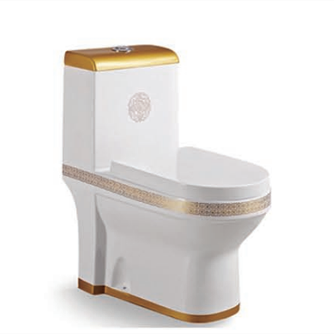 M-8012GC One Piece Toilet - Gold and white