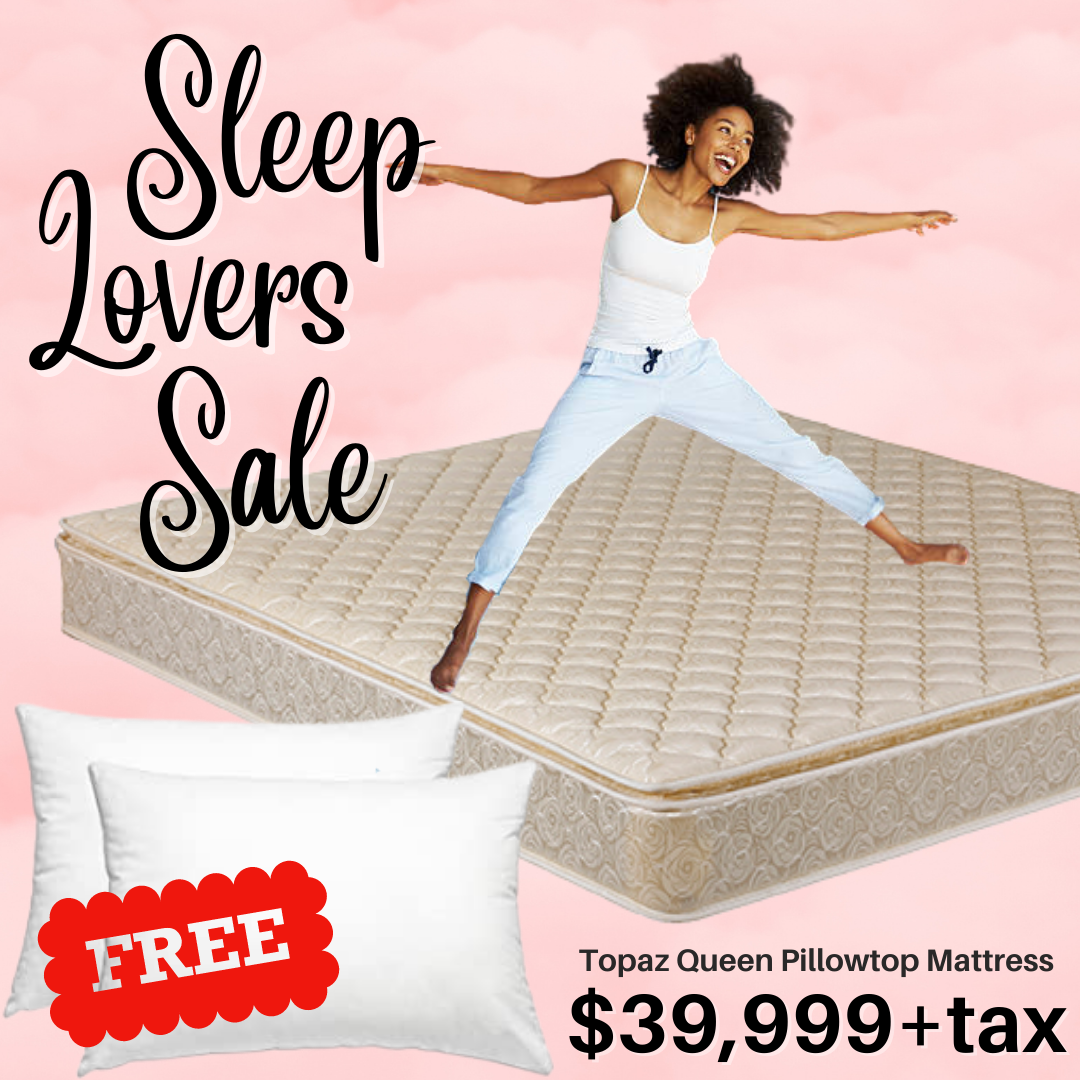 Sleep Lovers Sale - Topaz Queen Mattress + 2 FREE Pillows